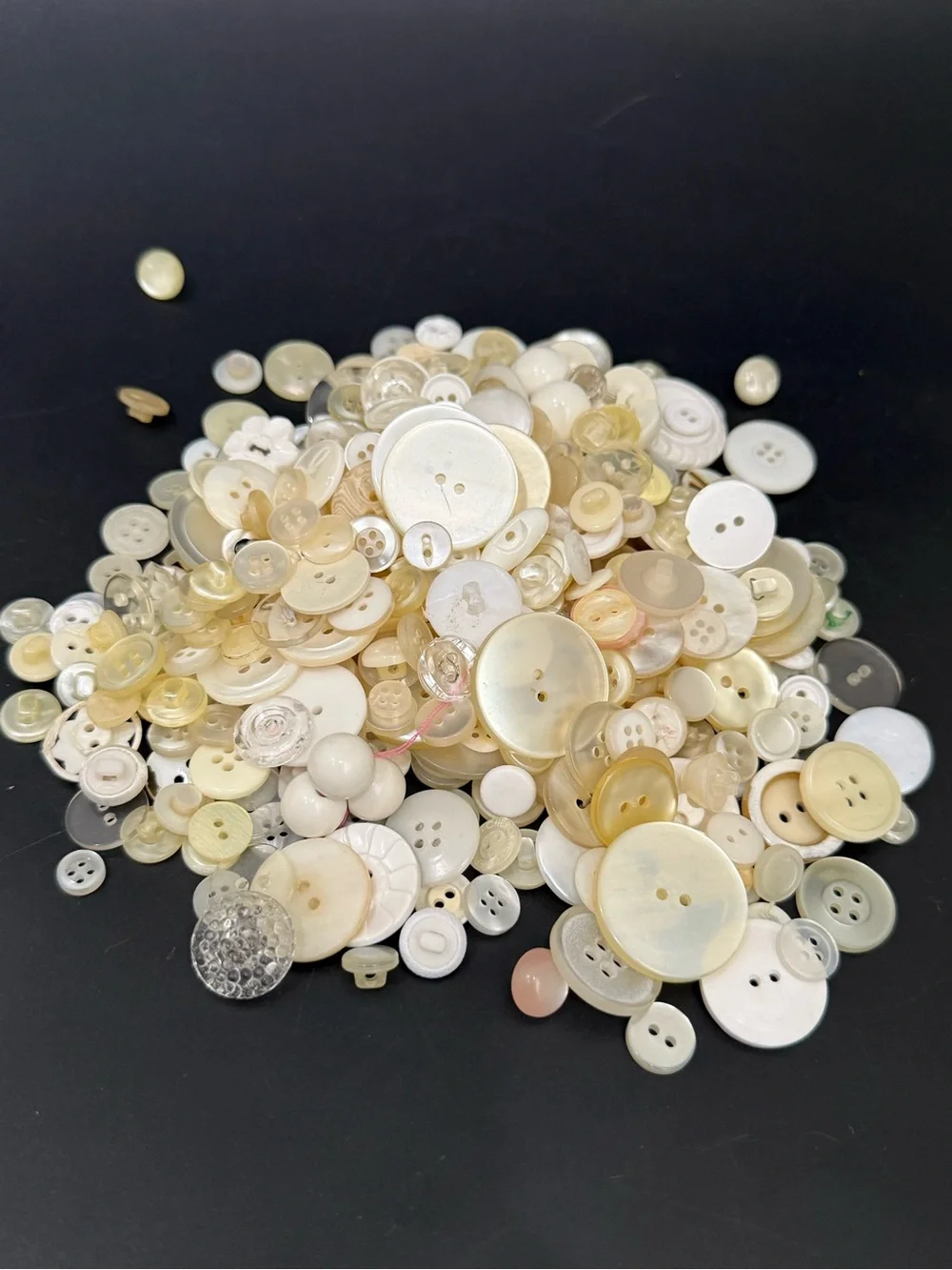 Vintage Mixed Assortment of Sewing Buttons Cream Pearlescent Mother of Pearl